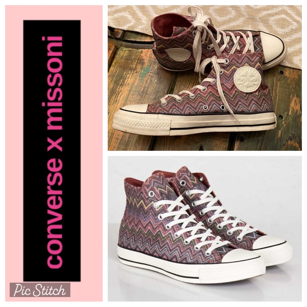 Converse X Missoni Metallic Thread Geometric Signature Print Hi Top Sneakers